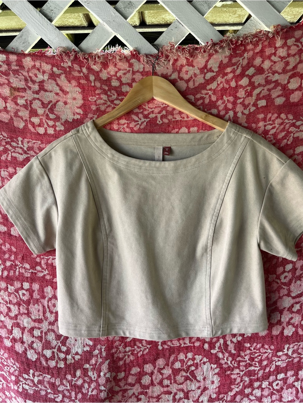 Anthropologie Light Beige Scoop-Neck Cropped Top